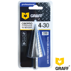 Ступенчатое сверло по металлу 4-30 мм GRAFF